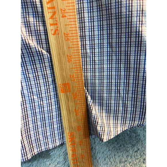 Fasso Ella Button Up Shirt Mens XL BLue Plaid Preppy Career Casual Travel Office - Picture 7 of 9